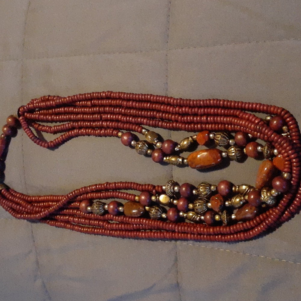 Necklace with multi colored beads. 24" (L6 122)